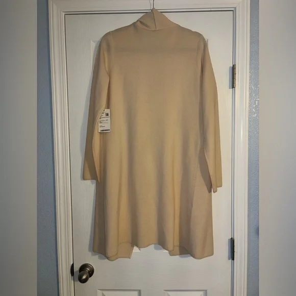 Worth New York Wool Off White Cream Asymmetrical Collar Extended Cardigan M NWT